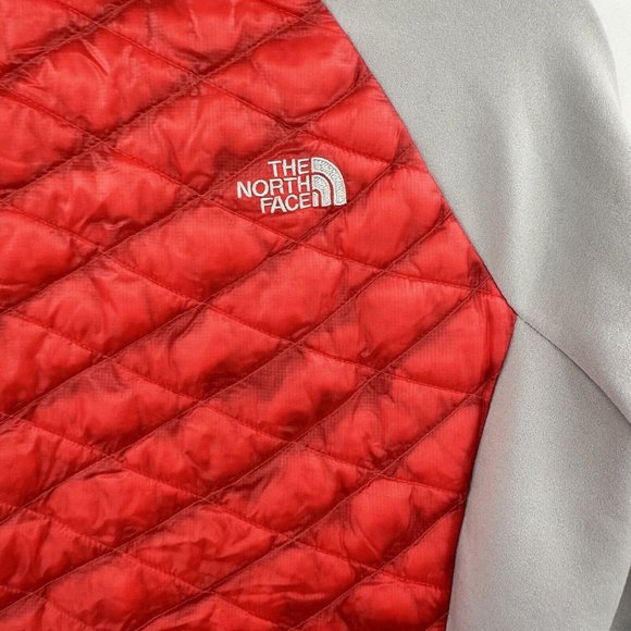 The North Face Pink Gray Puffer Full Zup Sweat Shirt Size Medium - Picture 4 of 6